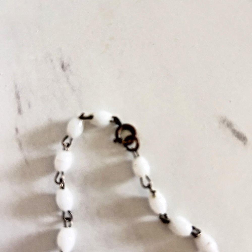 Vintage Murano White Glass Doves & Leaf Necklace‎ & Clip-on Earrings 1950s Italy - Picture 9 of 10
